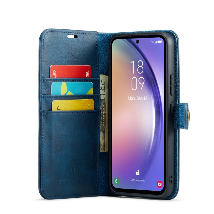 For Samsung Galaxy A54 5G DG.MING Crazy Horse Texture Detachable Magnetic Leather Case(Blue) - Galaxy Phone Cases by DG.MING | Online Shopping UK | buy2fix