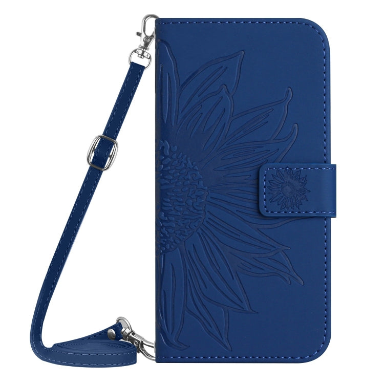 For Xiaomi Redmi 13C 5G Skin Feel Sun Flower Embossed Flip Leather Phone Case with Lanyard(Dark Blue) - 13C Cases by buy2fix | Online Shopping UK | buy2fix