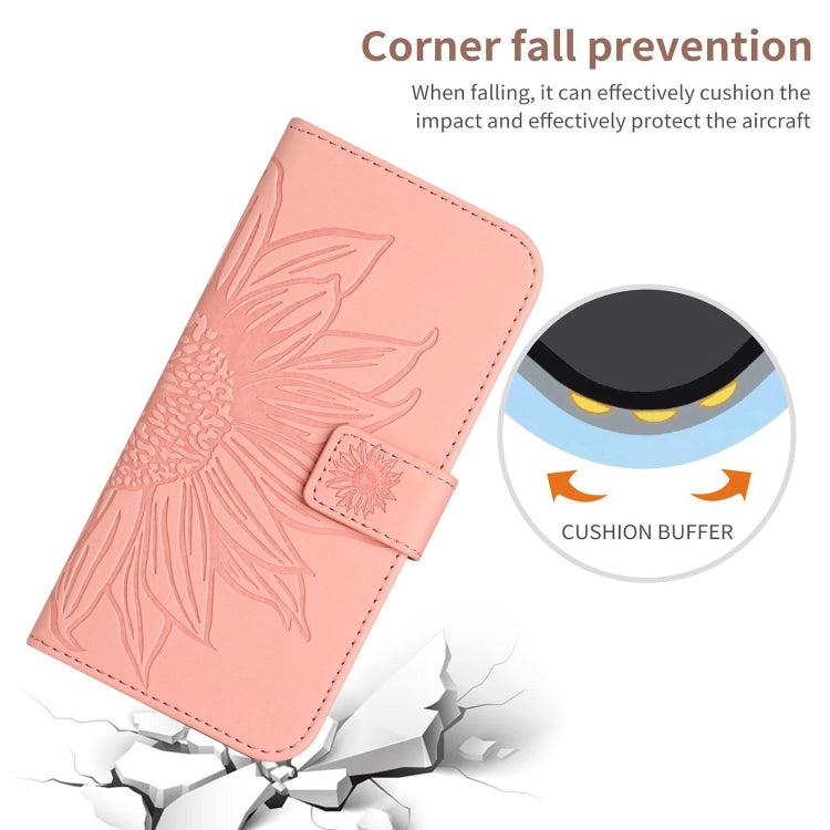 For Xiaomi Redmi 13C 5G Skin Feel Sun Flower Embossed Flip Leather Phone Case with Lanyard(Pink) - 13C Cases by buy2fix | Online Shopping UK | buy2fix