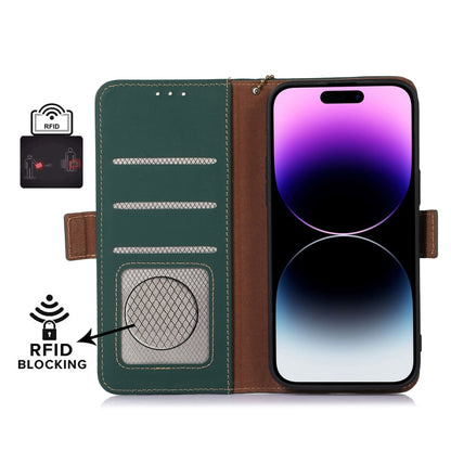 For Xiaomi Redmi A3 Genuine Leather Magnetic RFID Leather Phone Case(Green) - Xiaomi Cases by buy2fix | Online Shopping UK | buy2fix