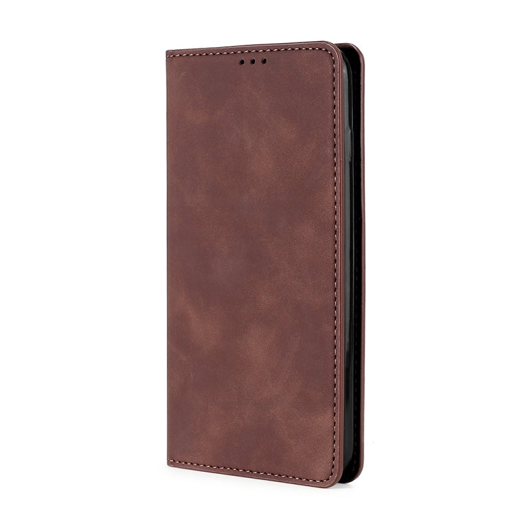 For Realme GT Neo5 SE Skin Feel Magnetic Leather Phone Case(Dark Brown) - Realme Cases by buy2fix | Online Shopping UK | buy2fix