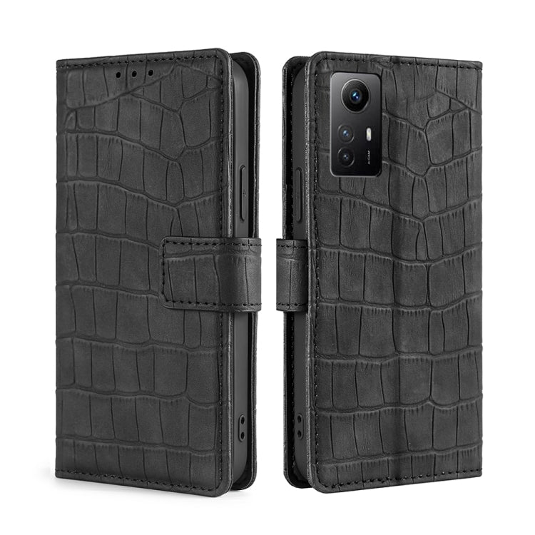 For Xiaomi Redmi Note 12S 4G Skin Feel Crocodile Magnetic Clasp Leather Phone Case(Black) - Xiaomi Cases by buy2fix | Online Shopping UK | buy2fix