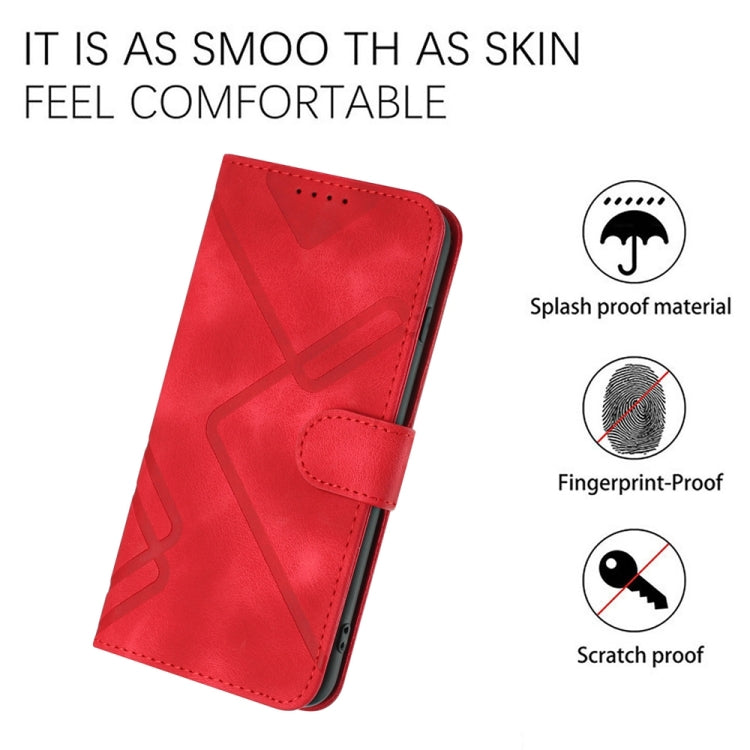 For iPhone 16 Plus Line Pattern Skin Feel Leather Phone Case(Red) - iPhone 16 Plus Cases by buy2fix | Online Shopping UK | buy2fix