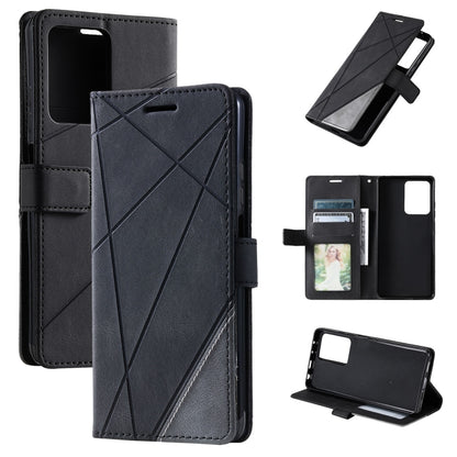 For Redmi Note 12 Pro+ Skin Feel Splicing Leather Phone Case(Black) - Xiaomi Cases by buy2fix | Online Shopping UK | buy2fix