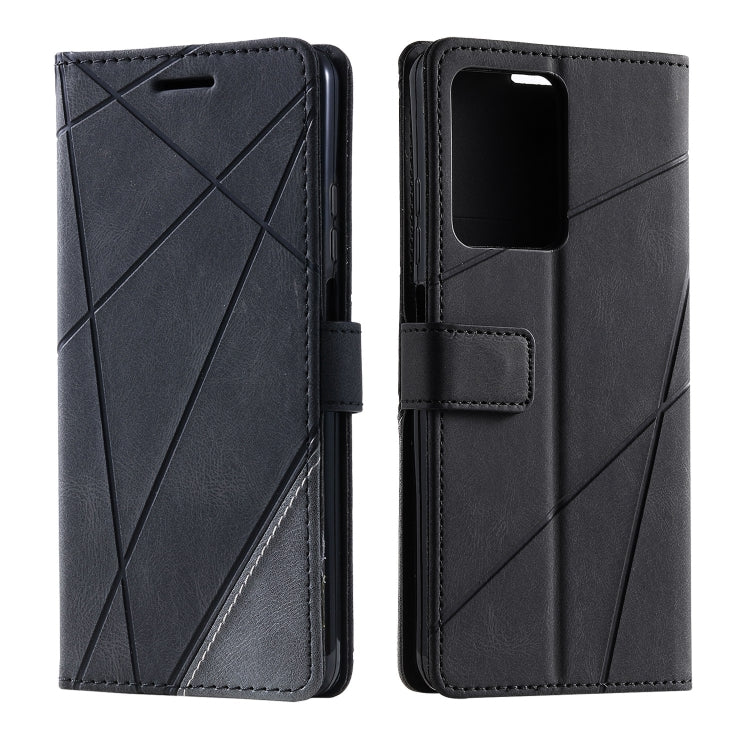 For Redmi Note 12 Pro+ Skin Feel Splicing Leather Phone Case(Black) - Xiaomi Cases by buy2fix | Online Shopping UK | buy2fix