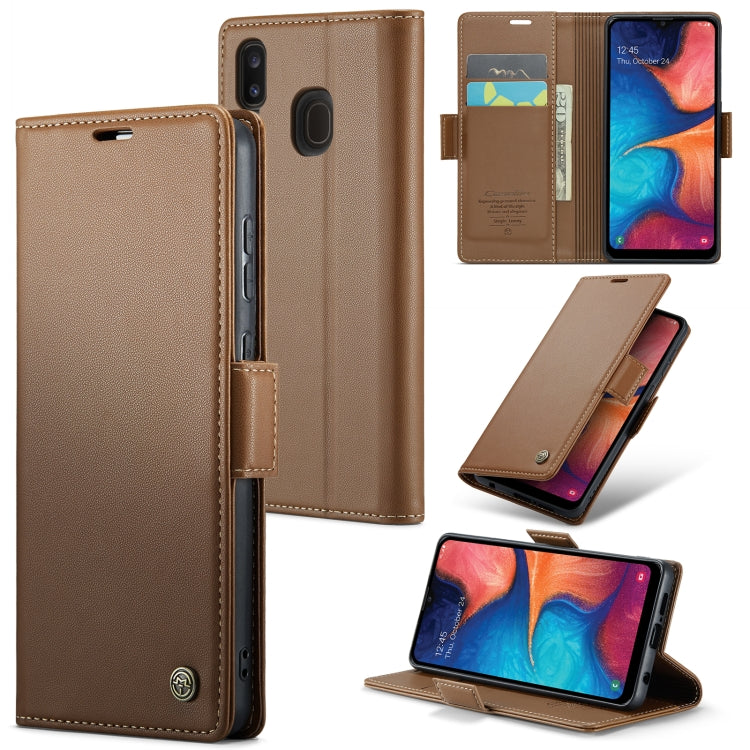 For Samsung Galaxy A40 CaseMe 023 Butterfly Buckle Litchi Texture RFID Anti-theft Leather Phone Case(Brown) - Galaxy Phone Cases by CaseMe | Online Shopping UK | buy2fix