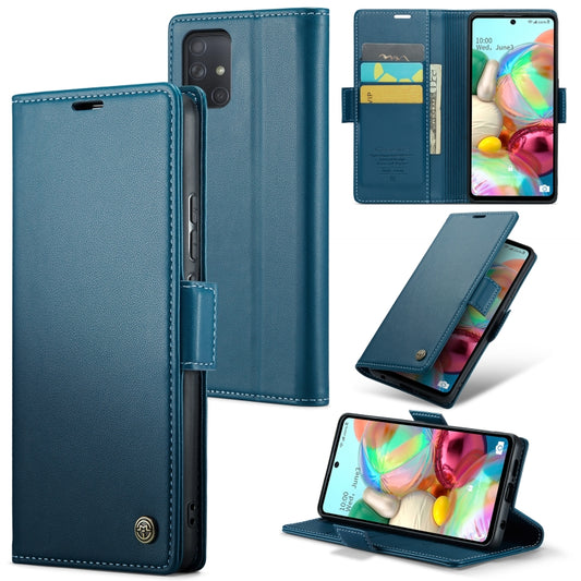 For Samsung Galaxy A71 4G CaseMe 023 Butterfly Buckle Litchi Texture RFID Anti-theft Leather Phone Case(Blue) - Galaxy Phone Cases by CaseMe | Online Shopping UK | buy2fix