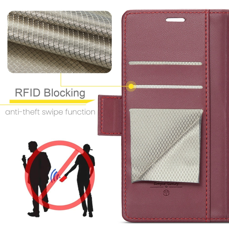 For Samsung Galaxy A35 5G CaseMe 023 Butterfly Buckle Litchi Texture RFID Anti-theft Leather Phone Case(Wine Red) - Galaxy Phone Cases by CaseMe | Online Shopping UK | buy2fix