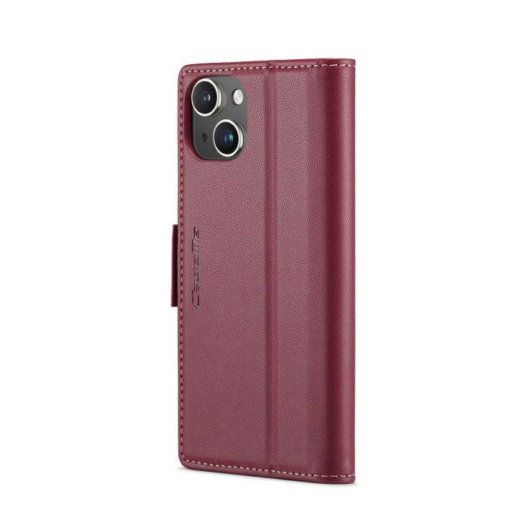 For iPhone 15 CaseMe 023 Butterfly Buckle Litchi Texture RFID Anti-theft Leather Phone Case(Wine Red) - iPhone 15 Cases by CaseMe | Online Shopping UK | buy2fix