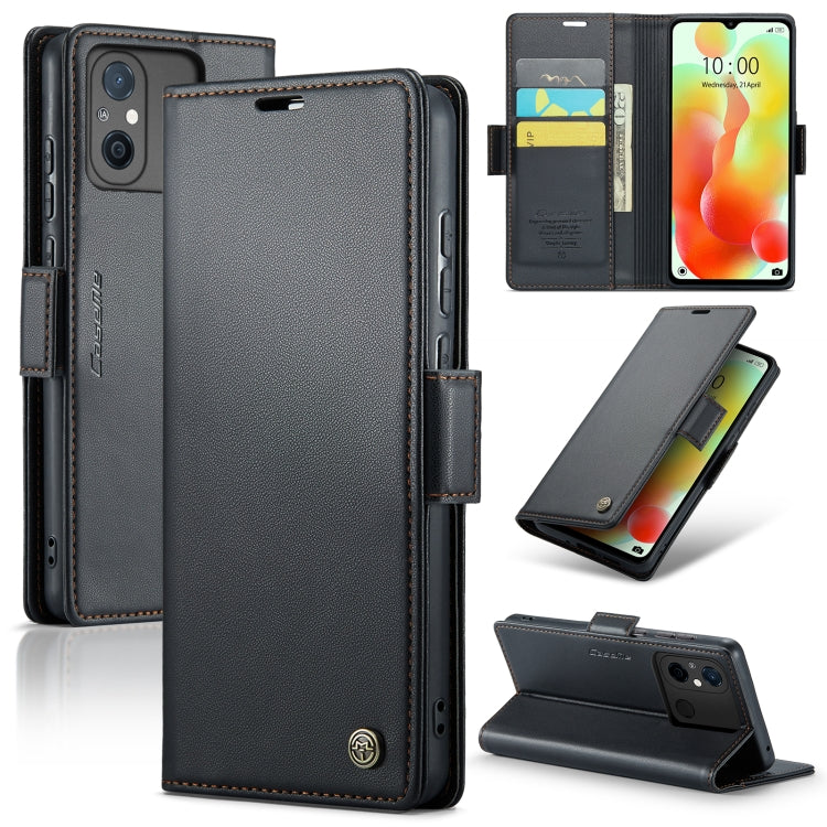 For Xiaomi Redmi 11A/12C CaseMe 023 Butterfly Buckle Litchi Texture RFID Anti-theft Leather Phone Case(Black) - Xiaomi Cases by CaseMe | Online Shopping UK | buy2fix