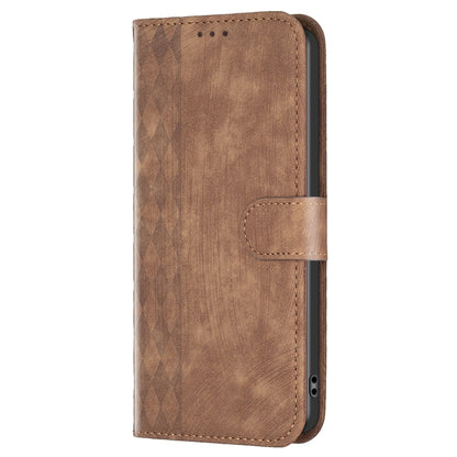 For Samsung Galaxy A25 5G Plaid Embossed Leather Phone Case(Brown) - Galaxy Phone Cases by buy2fix | Online Shopping UK | buy2fix