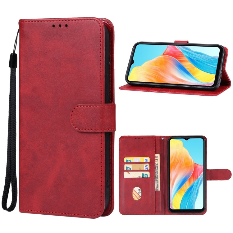 For OPPO A18 Leather Phone Case(Red) - A18 Cases by buy2fix | Online Shopping UK | buy2fix