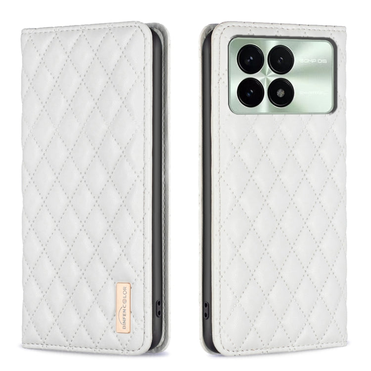 For Xiaomi Redmi K70 / K70 Pro Diamond Lattice Magnetic Leather Flip Phone Case(White) - K70 Pro Cases by buy2fix | Online Shopping UK | buy2fix