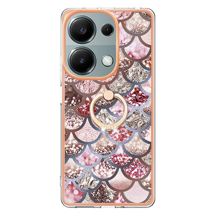 For Xiaomi Redmi Note 13 Pro 4G/Poco M6 Pro 4G Electroplating IMD TPU Phone Case with Ring(Pink Scales) - Note 13 Pro Cases by buy2fix | Online Shopping UK | buy2fix