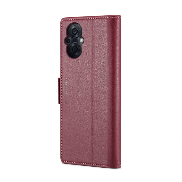 For OPPO Reno8 Lite Global CaseMe 023 Butterfly Buckle Litchi Texture RFID Anti-theft Leather Phone Case(Wine Red) - OPPO Cases by CaseMe | Online Shopping UK | buy2fix