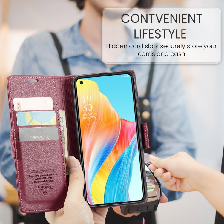 For OPPO A78 4G CaseMe 023 Butterfly Buckle Litchi Texture RFID Anti-theft Leather Phone Case(Wine Red) - OPPO Cases by CaseMe | Online Shopping UK | buy2fix