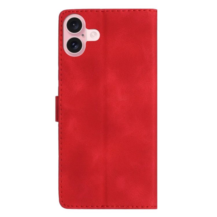 For iPhone 16 Flower Butterfly Embossing Pattern Leather Phone Case(Red) - iPhone 16 Cases by buy2fix | Online Shopping UK | buy2fix