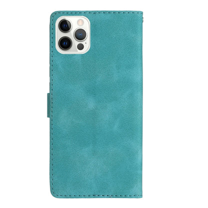 For iPhone 16 Pro Max Flower Butterfly Embossing Pattern Leather Phone Case(Sky Blue) - iPhone 16 Pro Max Cases by buy2fix | Online Shopping UK | buy2fix