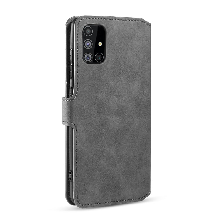 For Samsung Galaxy A51 5G DG.MING Retro Oil Side Horizontal Flip Case with Holder & Card Slots & Wallet(Gray) - Galaxy Phone Cases by DG.MING | Online Shopping UK | buy2fix