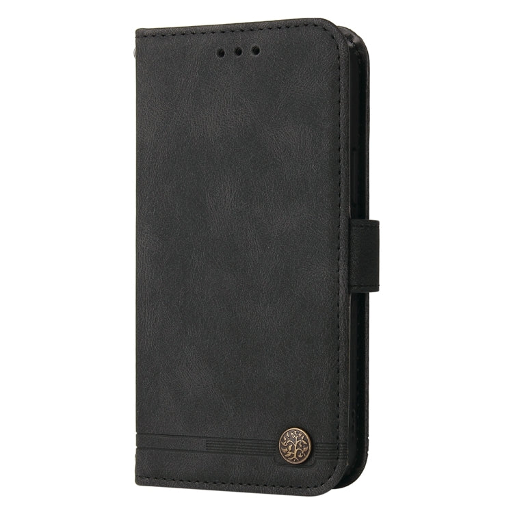 For Xiaomi Redmi 13C 4G Skin Feel Life Tree Metal Button Leather Phone Case(Black) - 13C Cases by buy2fix | Online Shopping UK | buy2fix