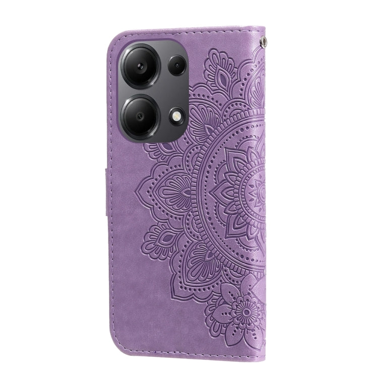 For Xiaomi Redmi Note13 Pro 4G Global/Poco M6 Pro 4G 7-petal Flowers Embossing Leather Phone Case(Light Purple) - Note 13 Pro Cases by buy2fix | Online Shopping UK | buy2fix