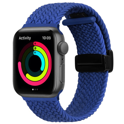 Magnetic Fold Clasp Woven Watch Band For Apple Watch SE 40mm(Blue) - Watch Bands by buy2fix | Online Shopping UK | buy2fix