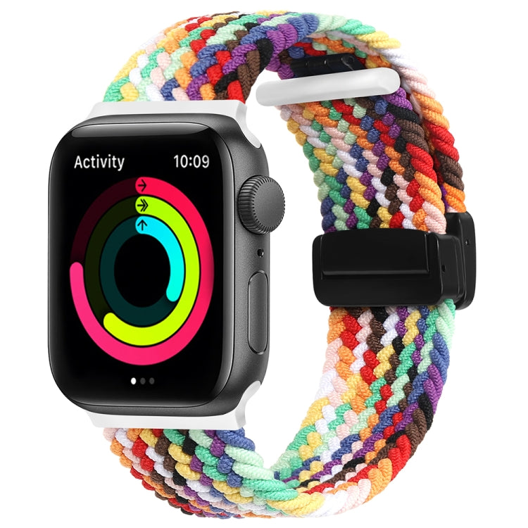 Magnetic Fold Clasp Woven Watch Band For Apple Watch 2 38mm(Rainbow Color) - Watch Bands by buy2fix | Online Shopping UK | buy2fix