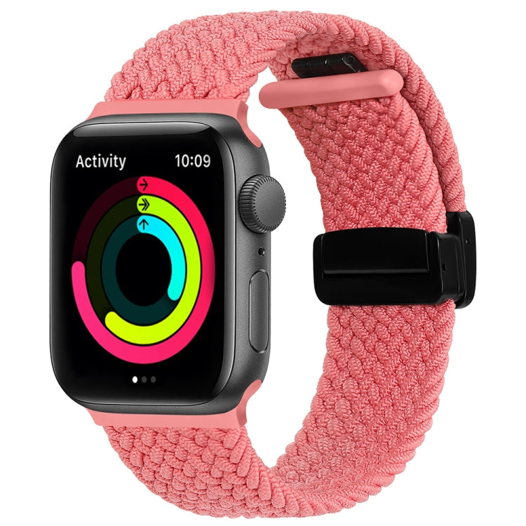 Magnetic Fold Clasp Woven Watch Band For Apple Watch 9 41mm(Pink) - Watch Bands by buy2fix | Online Shopping UK | buy2fix