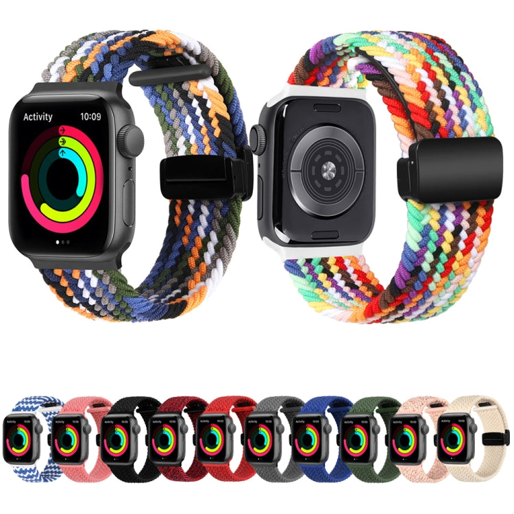 Magnetic Fold Clasp Woven Watch Band For Apple Watch 3 38mm(Rainbow Color) - Watch Bands by buy2fix | Online Shopping UK | buy2fix