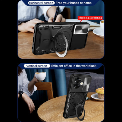 For OPPO A79 5G Global CD Texture Sliding Camshield Magnetic Holder Phone Case(Black) - OPPO Cases by buy2fix | Online Shopping UK | buy2fix