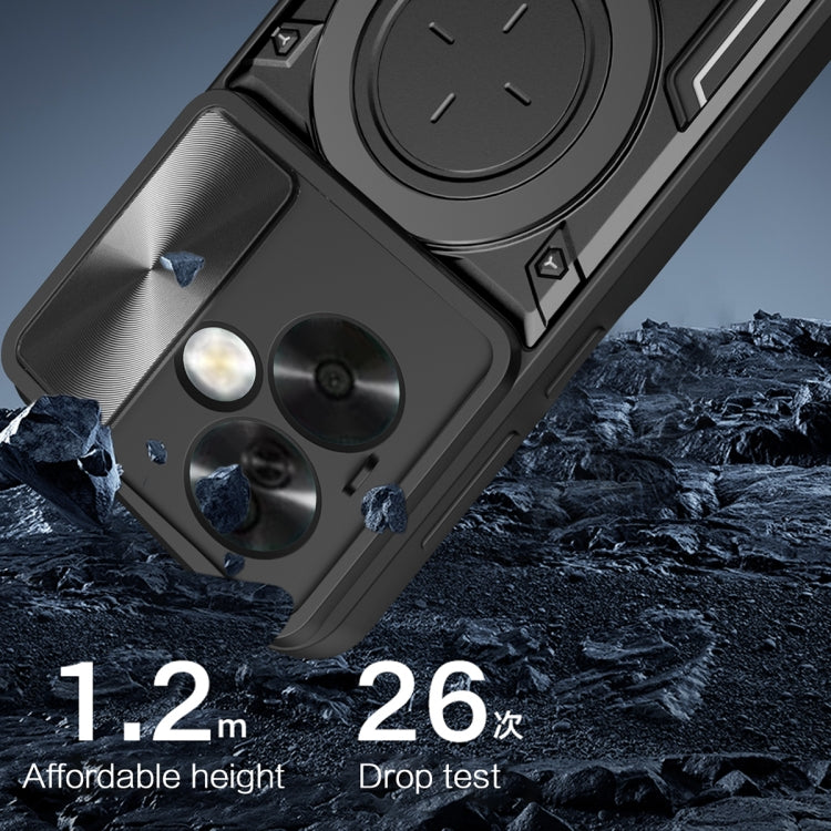 For OPPO A79 5G Global CD Texture Sliding Camshield Magnetic Holder Phone Case(Black) - OPPO Cases by buy2fix | Online Shopping UK | buy2fix