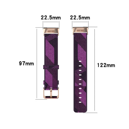 For Fitbit Charge 4 / Charge 3 / Charge 3 SE Stainless Steel Head Grain Nylon Denim Replacement Strap Watchband(Purple Stripe) - Watch Bands by buy2fix | Online Shopping UK | buy2fix