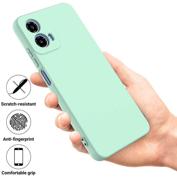 For Motorola Moto G34 Pure Color Liquid Silicone Shockproof Phone Case(Green) - Motorola Cases by buy2fix | Online Shopping UK | buy2fix