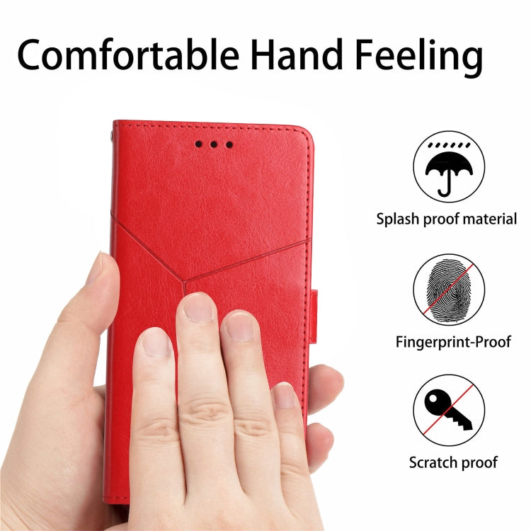 For iPhone 16 Pro Max HT01 Y-shaped Pattern Flip Leather Phone Case(Red) - iPhone 16 Pro Max Cases by buy2fix | Online Shopping UK | buy2fix