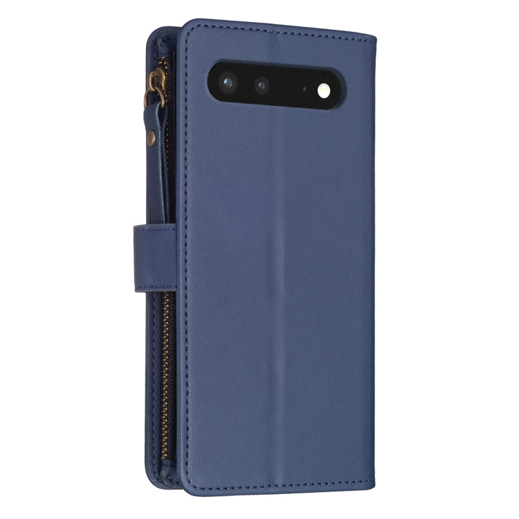 For Google Pixel 7 9 Card Slots Zipper Wallet Leather Flip Phone Case(Blue) - Google Cases by buy2fix | Online Shopping UK | buy2fix