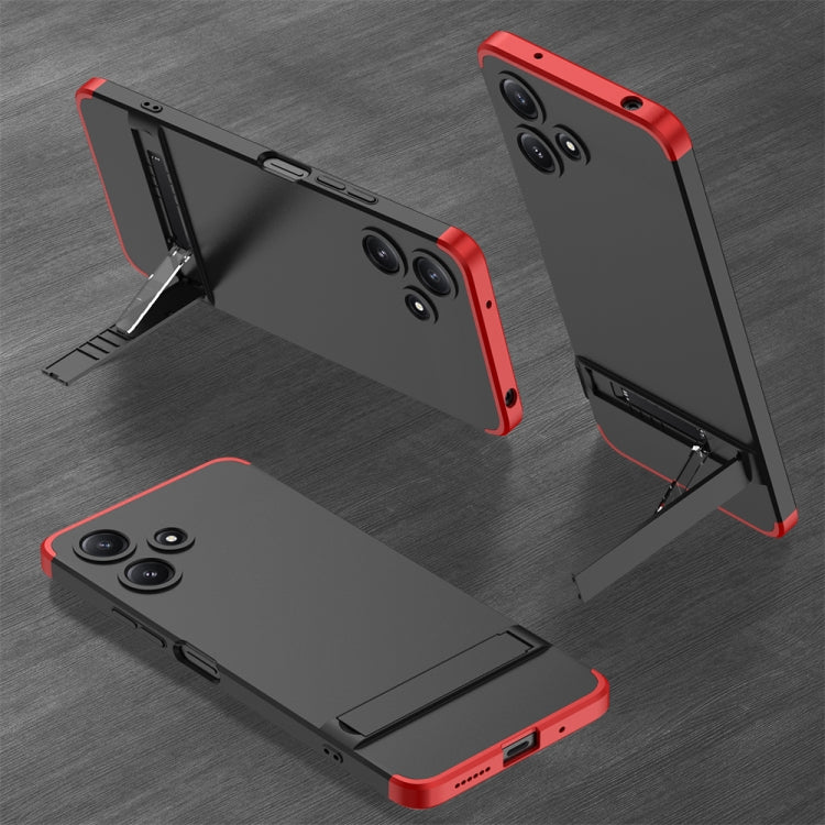 For Xiaomi Redmi 12 5G GKK Three Stage Splicing Full Coverage PC Phone Case with Stand(Black Red) - Xiaomi Cases by GKK | Online Shopping UK | buy2fix