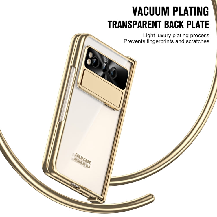 For Google Pixel Fold Integrated Electroplating Folding Phone Case with Hinge(Tyrant Gold) - Google Cases by buy2fix | Online Shopping UK | buy2fix