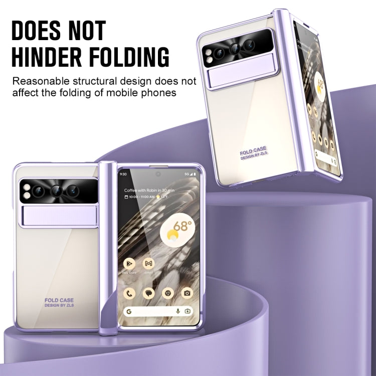 For Google Pixel Fold Integrated Electroplating Folding Phone Case with Pen Slot(Purple) - Google Cases by buy2fix | Online Shopping UK | buy2fix