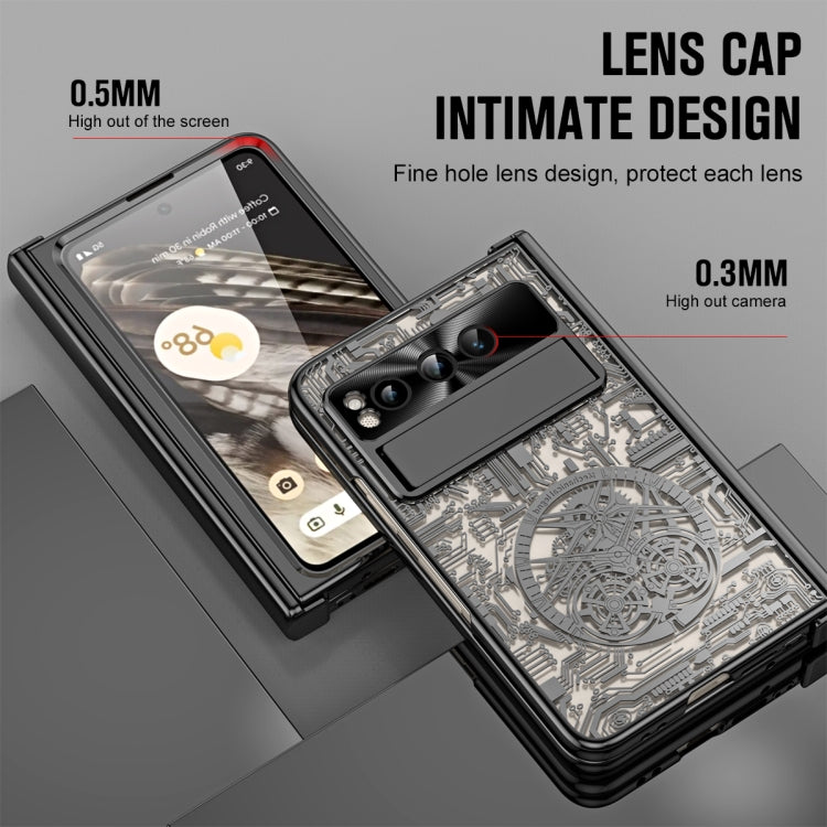 For Google Pixel Fold Mechanical Legend Integrated Electroplating All-inclusive Phone Case with Pen Slot(Black) - Google Cases by buy2fix | Online Shopping UK | buy2fix