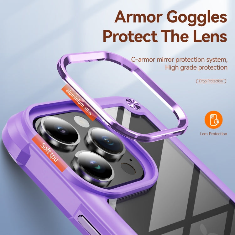 For iPhone 16 Pro Max TPU + PC Lens Protection Phone Case(Purple) - iPhone 16 Pro Max Cases by buy2fix | Online Shopping UK | buy2fix