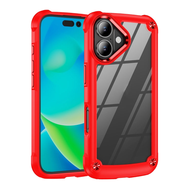 For iPhone 16 TPU + PC Lens Protection Phone Case(Red) - iPhone 16 Cases by buy2fix | Online Shopping UK | buy2fix