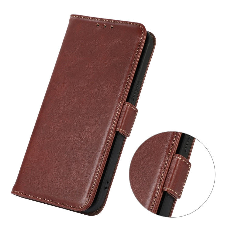 For iPhone 16 Pro Max Crazy Horse Top Layer Cowhide Leather Phone Case(Brown) - iPhone 16 Pro Max Cases by buy2fix | Online Shopping UK | buy2fix