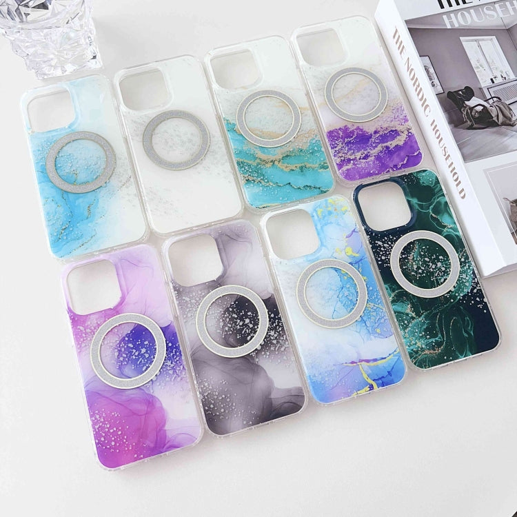 For iPhone 14 Pro Max Dual-side IMD Marble Magsafe Phone Case(Smudged Purple) - iPhone 14 Pro Max Cases by buy2fix | Online Shopping UK | buy2fix