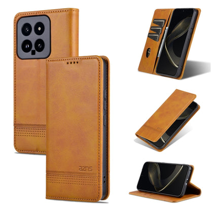 For Xiaomi 14 AZNS Magnetic Calf Texture Flip Leather Phone Case(Light Brown) - 14 Cases by AZNS | Online Shopping UK | buy2fix