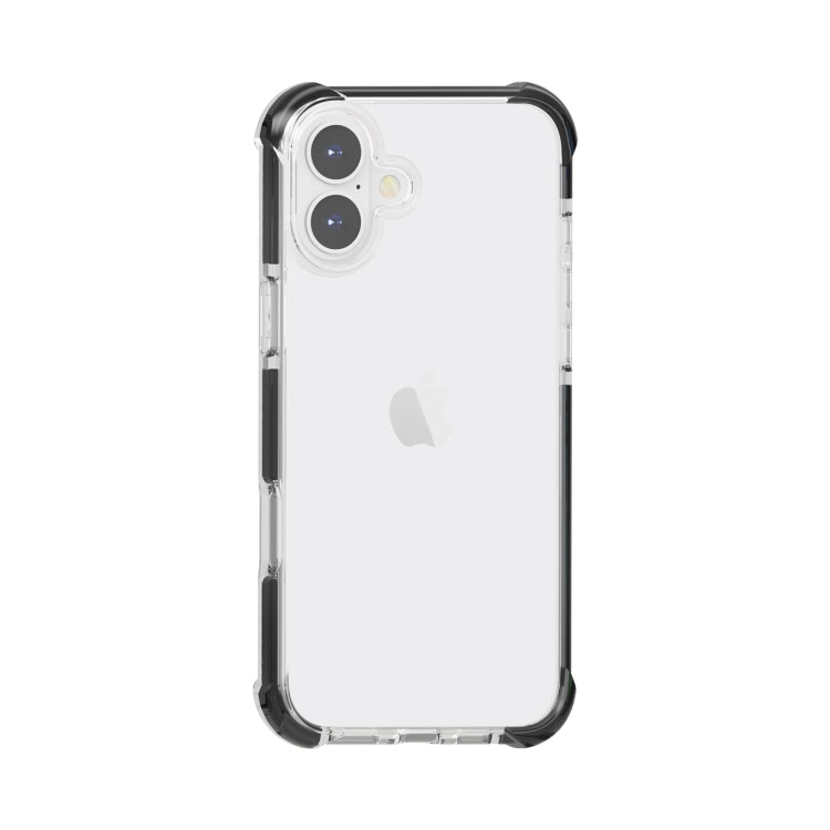 For iPhone 16 Four-corner Shockproof TPU + Acrylic Phone Case(Black + Transparent) - iPhone 16 Cases by buy2fix | Online Shopping UK | buy2fix