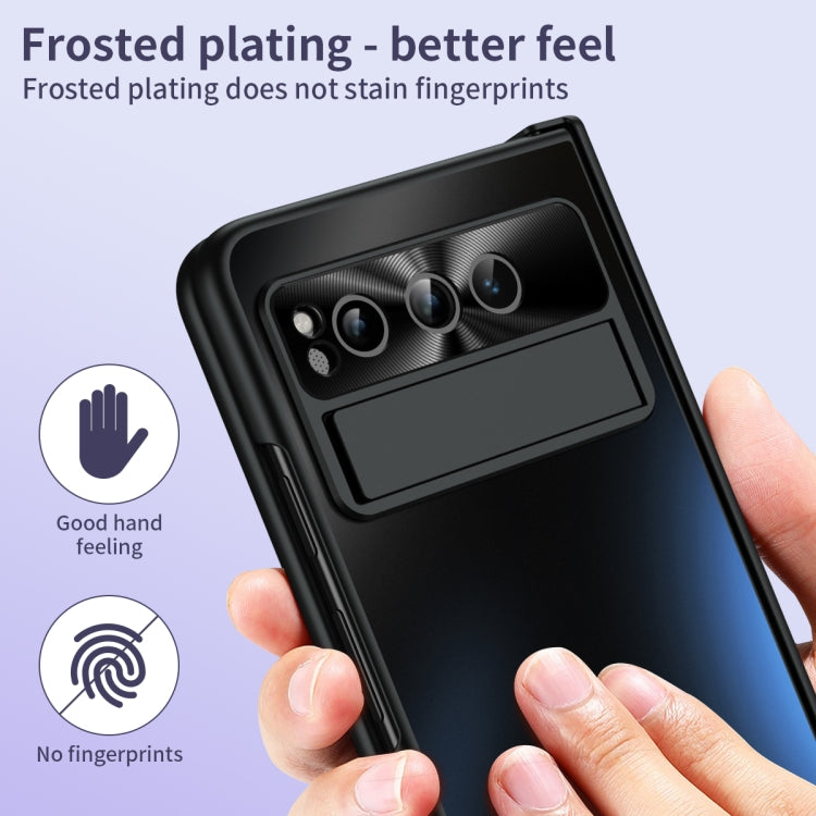 For Google Pixel Fold Integrated Electroplating Folding All-inclusive Phone Case with Pen Slot & Hinge(Black) - Google Cases by buy2fix | Online Shopping UK | buy2fix