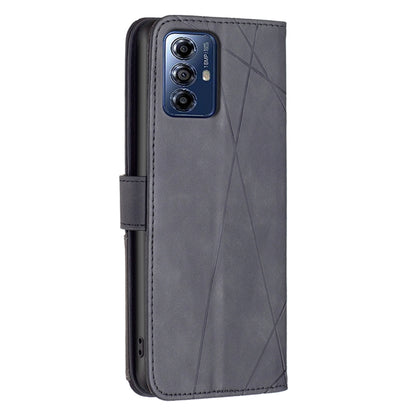 For Motorola Moto G Play 2024 Magnetic Buckle Rhombus Texture Leather Phone Case(Black) - Motorola Cases by buy2fix | Online Shopping UK | buy2fix