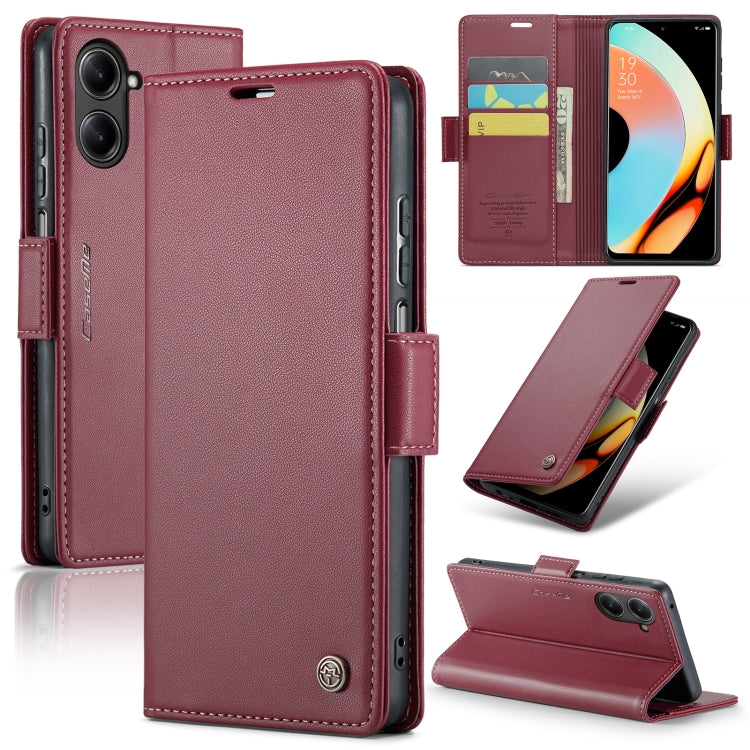 For Realme 10 Pro 5G CaseMe 023 Butterfly Buckle Litchi Texture RFID Anti-theft Leather Phone Case(Wine Red) - Realme Cases by CaseMe | Online Shopping UK | buy2fix