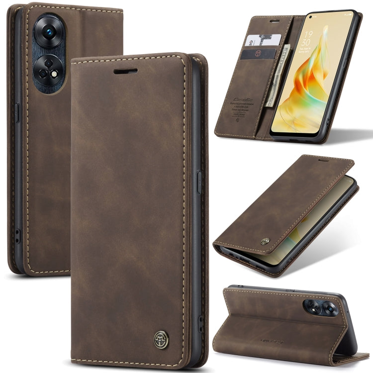 For OPPO Reno8 T 4G CaseMe 013 Multifunctional Horizontal Flip Leather Phone Case(Coffee) - OPPO Cases by CaseMe | Online Shopping UK | buy2fix