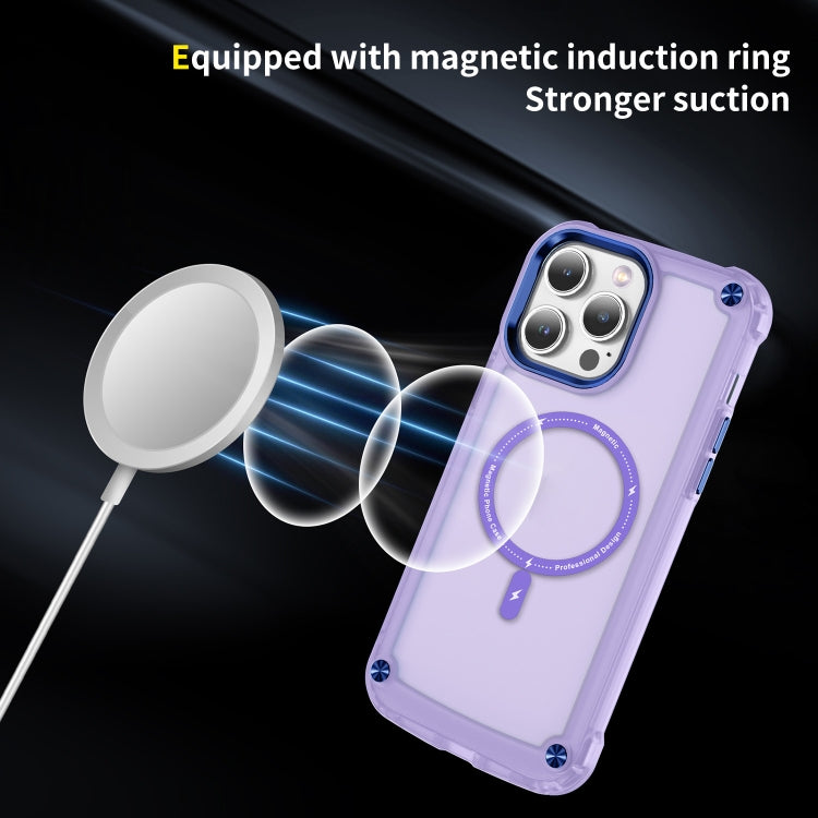 For iPhone 12 / 12 Pro Skin Feel TPU + PC MagSafe Magnetic Phone Case(Transparent Purple) - iPhone 12 / 12 Pro Cases by buy2fix | Online Shopping UK | buy2fix